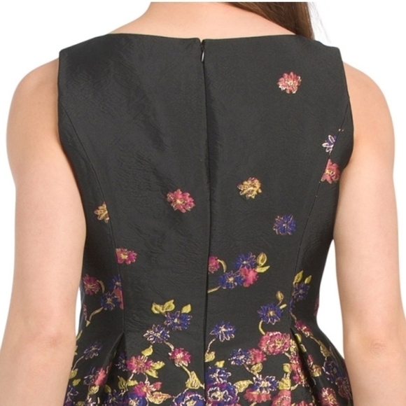Tahari by Asl Fit and Flare Midi Metallic Floral Accents Cocktail Dress - Picture 5 of 17